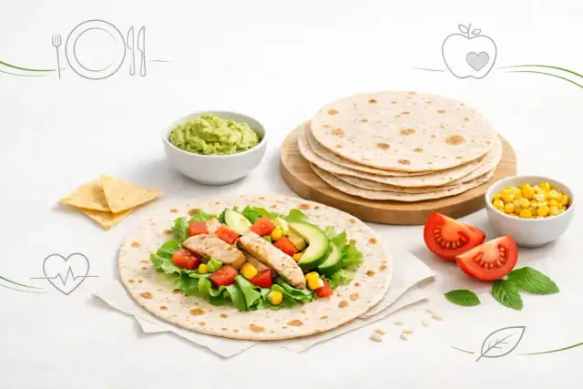 Zdrowa tortilla z kurczakiem, awokado i warzywami. Niskie tortilla kcal, idealna na lekki posiłek.