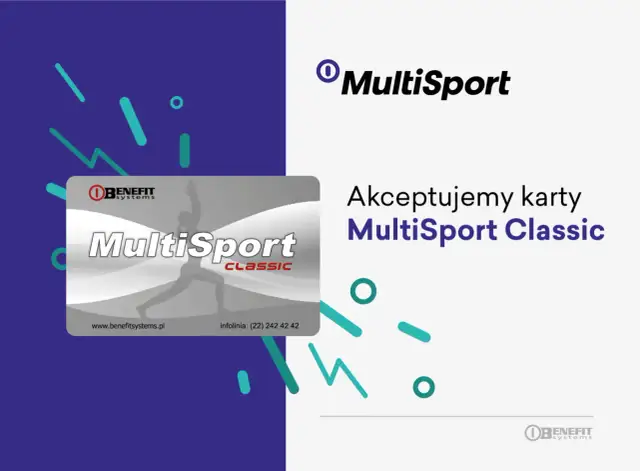 Karta MultiSport Classic z sylwetką ćwiczącej osoby i logo Benefit Systems.