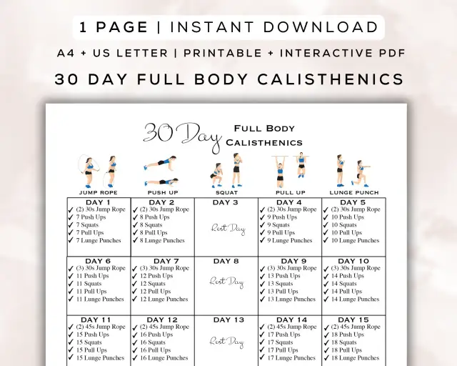 Transforma tu cuerpo con un plan de acción de calistenia de 30 días