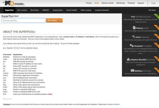Narzędzie SuperTool do sprawdzania listy rbl, DNS, reputacji IP i innych.