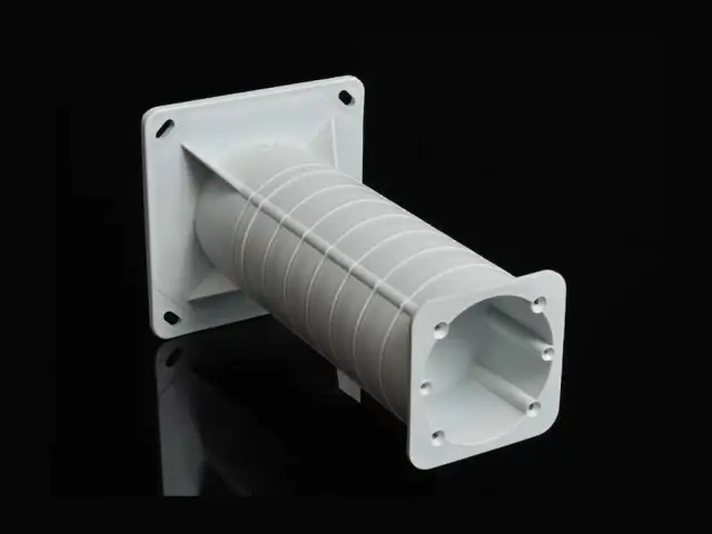 Białe, plastikowe mocowanie do styropianu z kwadratową podstawą i cylindrycznym elementem z żebrowaniem.