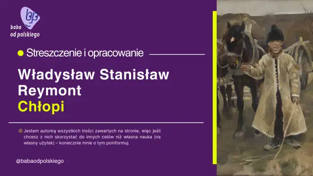 Obraz przedstawia chłopca w stroju ludowym stojącego obok konia i wozu.