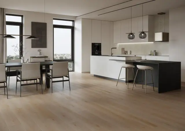 Jaka podłoga do salonu z kuchnią? Płytki, panele czy winyl LVT?