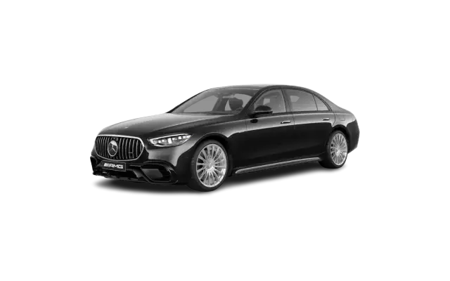 Czarny Mercedes-Benz S 63 AMG, luksusowa limuzyna z charakterystycznym grillem i felgami.