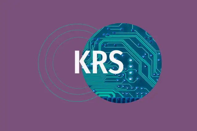 Grafika z napisem KRS na tle obwodu drukowanego i koncentrycznych okręgów.