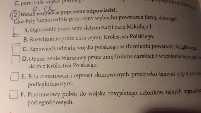 Bezpośrednie przyczyny wybuchu powstania listopadowego: detronizacja cara, rozwiązanie sejmu, udział wojska polskiego w tłumieniu powstania belgijskiego, opuszczenie Warszawy przez urzędników carskich, represje wobec organizacji niepodległościowych, pr...