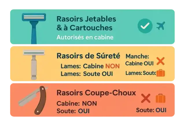 Rasoir en bagage cabine : ce qui passe la sécurité (et ce qui non)