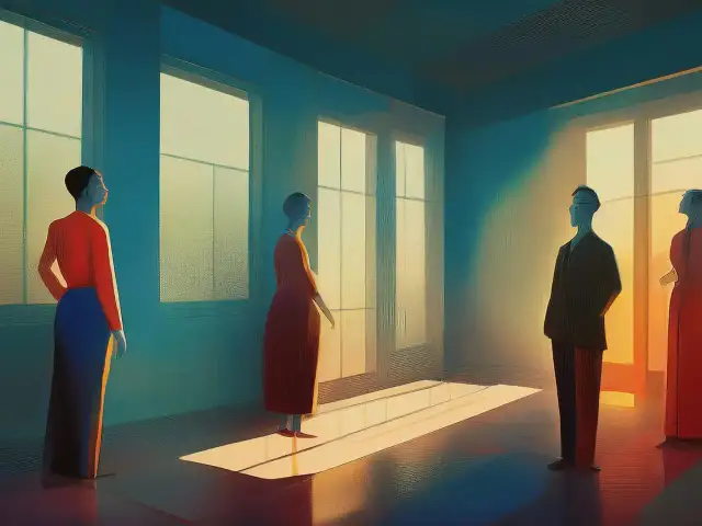 Ludzie stojący w świetle okien, każdy pogrążony we własnych myślach. Jak poradzić sobie z samotnością? Czasem wystarczy spojrzeć w okno.