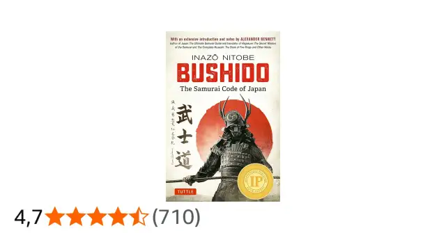 Okładka książki "Bushido: Kodeks Samuraja Japonii" z wizerunkiem wojownika. Doskonała lektura dla miłośników książek o samurajach.