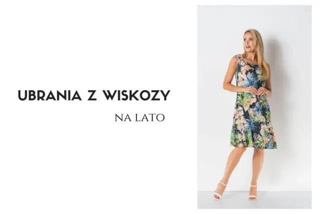 Kobieta w kwiecistej sukience z wiskozy, idealnej na lato. Lekki i przewiewny materiał na lato.