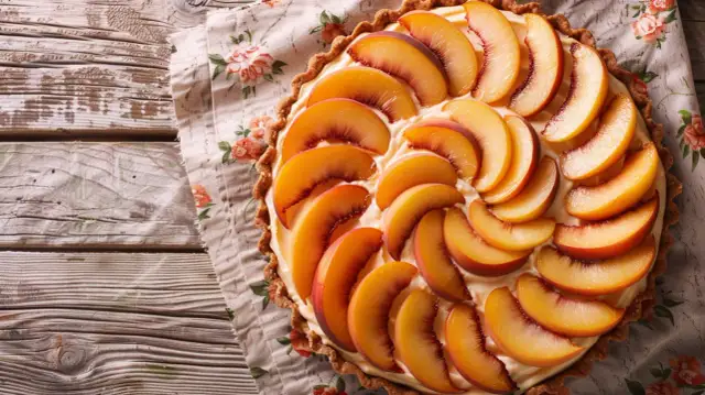 Sernik na herbatnikach z brzoskwiniami - prosty przepis krok po kroku