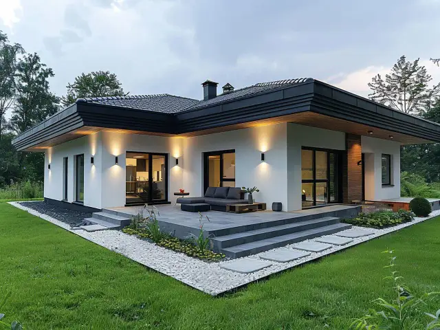 Jaką elewację wybrać do czarnego dachu i okien złoty dąb?