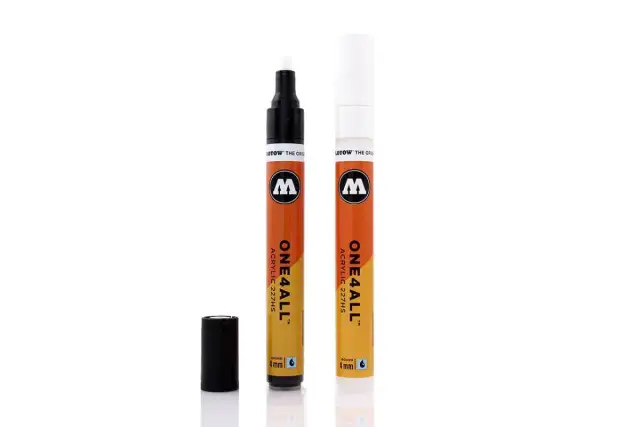 Zwei orange-gelbe Graffiti-Marker "ONE4ALL" mit schwarzer Kappe und weißer Spitze.