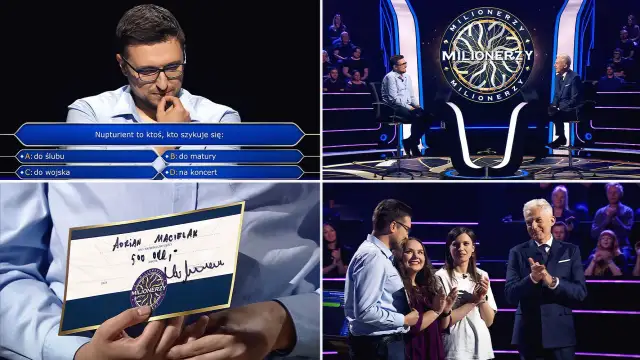 Uczestnik gry "Milionerzy" z kartą zwycięzcy, zastanawia się nad pytaniem. Czy to klucz do tego, jak zarobić milion na giełdzie?