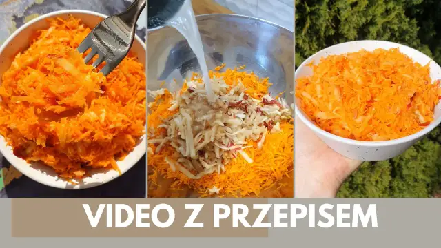 Tarta marchewka z jabłkiem w miseczce, w trakcie przygotowania.