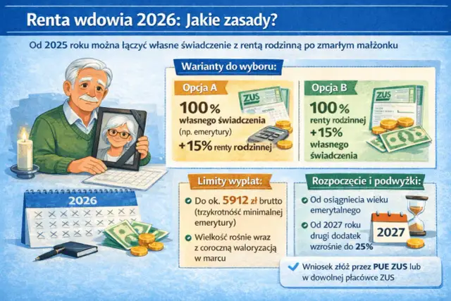 Renta rodzinna dla wdowy: kiedy ZUS ją zabierze? Limity 2026