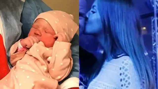 Nowe życie i pytanie: czy Mariusz Pudzianowski jest żonaty? Dwa obrazy: noworodek w różowym ubranku i kobieta w niebieskim świetle.