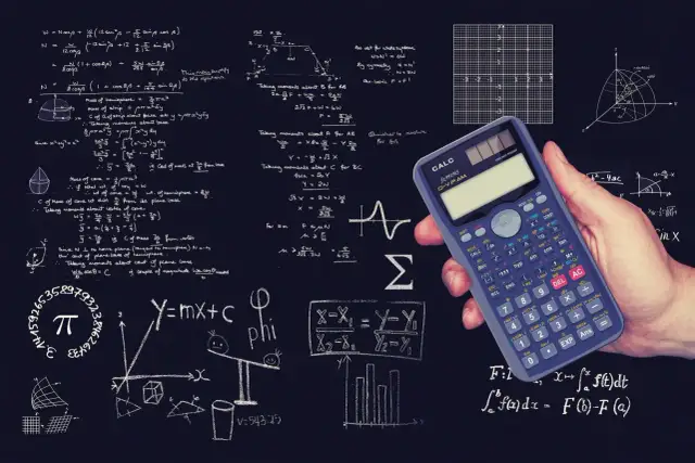 Jak nauczyć się matematyki? Rozwiązuj zadania, rysuj wykresy, używaj kalkulatora. Wzory, figury geometryczne i rachunki na tablicy.