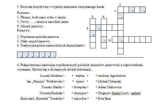Rodzaje muzyki jazzowej w krzyżówkach - najpopularniejsze hasła