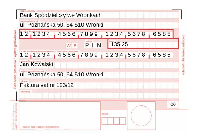 Potwierdzenie przelewu mBank dla Jana Kowalskiego, faktura VAT nr 123/12.