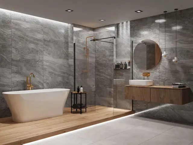 Szara łazienka: Ocieplij i nadaj jej charakteru! Dodatki