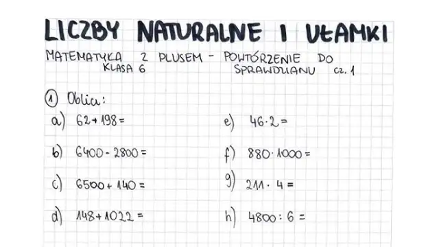 Sprawdzian z matematyki klasa 6: liczby na co dzień - klucz do sukcesu