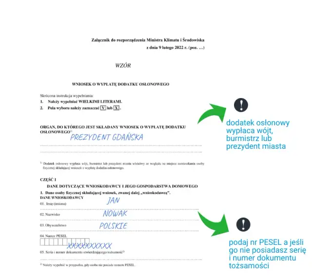 Jak poprawnie zaznaczyć opcje w dodatku osłonowym w bloku?