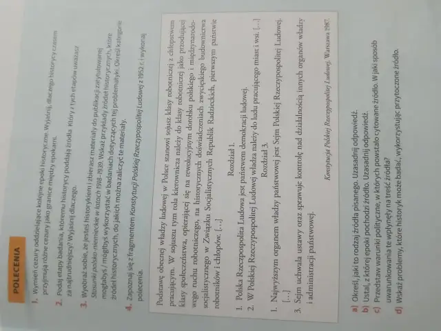 Fragment tekstu z pytaniami dotyczącymi źródeł historycznych i ich wykorzystania.