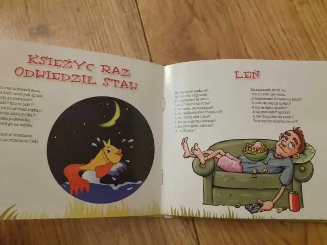 Księżyc odwiedził staw, a len na tapczanie nic nie robi. Ilustracja z Akademii Pana Kleksa.