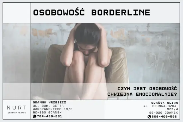 Kobieta skulona na krześle, z rękami na głowie, symbolizująca zaburzenie osobowości typu borderline.