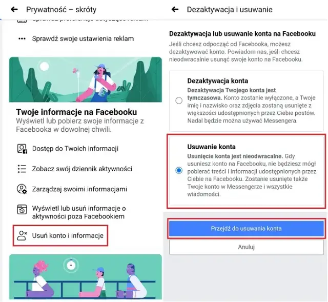 Jak dezaktywować konto na FB w aplikacji - szybki poradnik