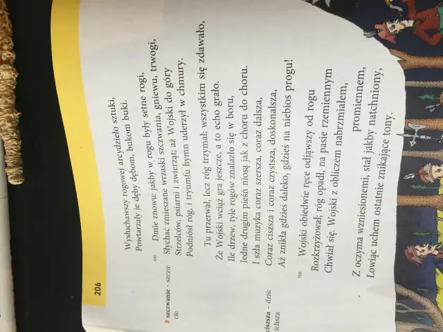 Wiersz opisuje koncert Wojskiego, który gra na rogu, a jego muzyka rozbrzmiewa w lesie.