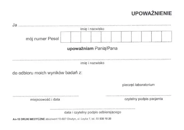 Jak napisać upoważnienie do odbioru wyników badań bez błędów