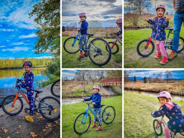 Dzieci cieszą się jazdą na rowerach, odkrywając malownicze trasy rowerowe dla dzieci. Radość i przygoda na dwóch kółkach.