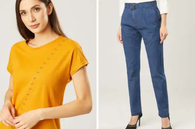 Jakie kolory bluzek najlepiej pasują do chabrowych spodni?