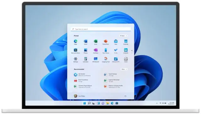 Menu Start w Windows 11. Zobacz, jak zaktualizować Windows, aby uzyskać najnowsze funkcje i zabezpieczenia.