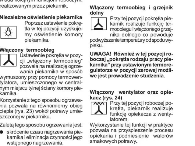  Oznaczenia termoobiegu w piekarniku Amica - poradnik na temat symboli na panelu