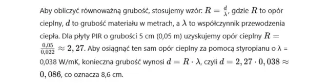 Płyta PIR 5 cm ile to styropianu? Oblicz potrzebną grubość styropianu