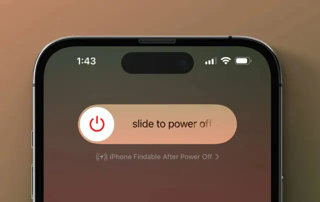 Ekran wyłączania iPhone'a. Przesuń, aby wyłączyć. Możliwość znalezienia iPhone'a po wyłączeniu.