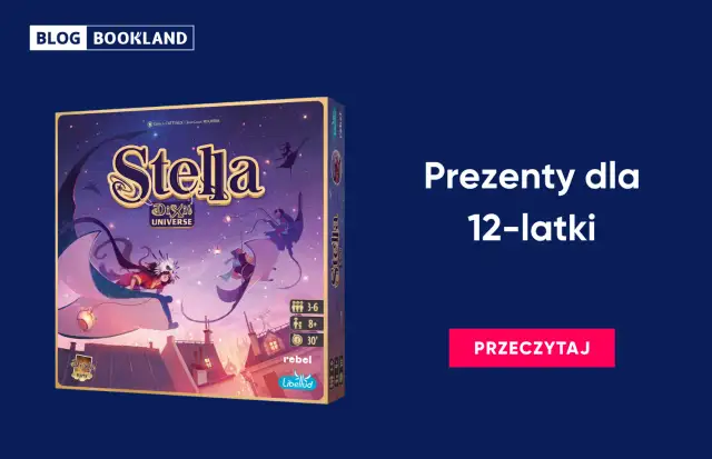 Pudełko gry planszowej "Stella Dixit Universe" z ilustracją nocnego nieba i postaci.