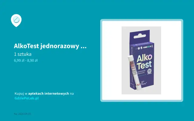 Opakowanie alkomatu jednorazowego Alko Test i pojedynczy test.