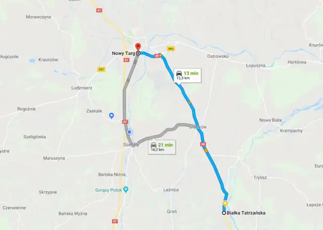 Gdzie leży Białka Tatrzańska? Odkryj jej bliskość do Zakopanego