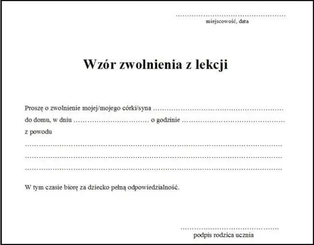 Jak napisać zwolnienie z ćwiczeń na wf - wzór i ważne informacje