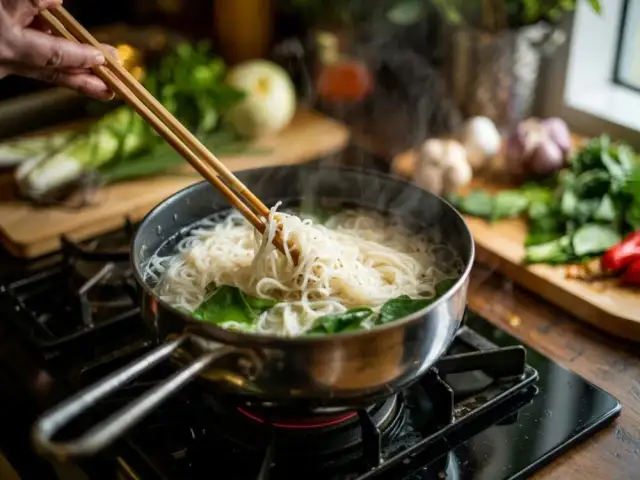 Jak ugotować makaron ryżowy do sałatki? Sprężysty i bez sklejania!