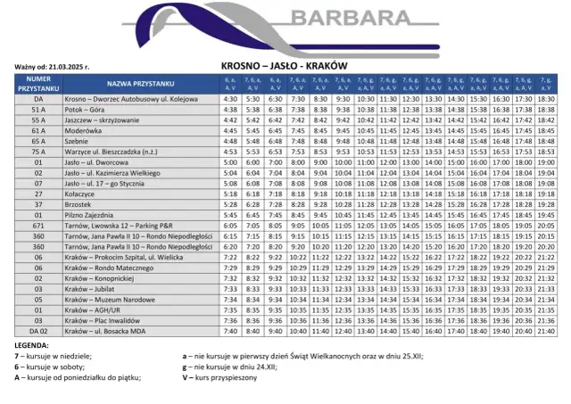 Barbara Bus do Jasła: Kraków MDA odjazdy, bilety, wskazówki