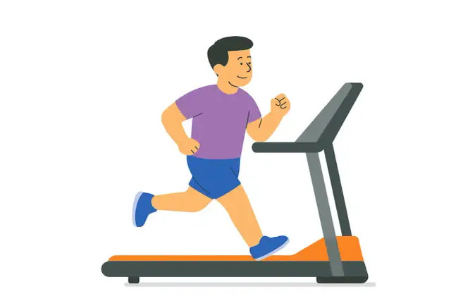 Ilustracja mężczyzny biegnącego na bieżni.