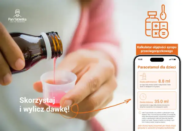 Kalkulator dawkowania paracetamolu dla dzieci. Czy można łączyć paracetamol z ibuprofenem? Sprawdź na PanTabletka.pl.