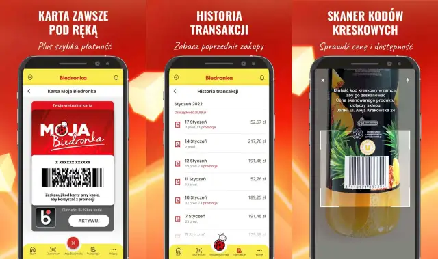 Aplikacja Biedronka: wirtualna karta, historia transakcji i skaner kodów. Dowiedz się, jak sprawdzić dostępność w aplikacji Biedronka.