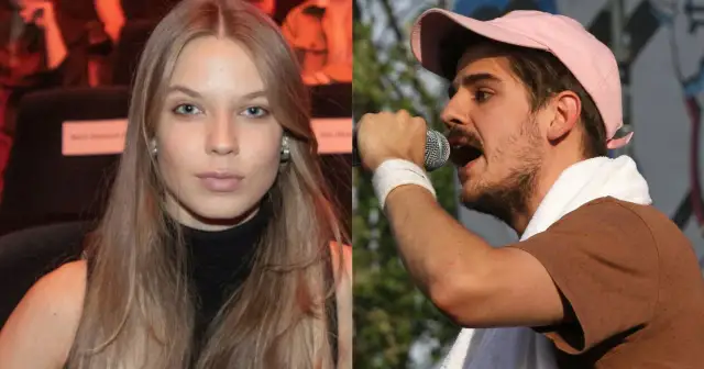 Młoda kobieta o blond włosach i raper w różowej czapce. Czy Taco Hemingway jest w związku?