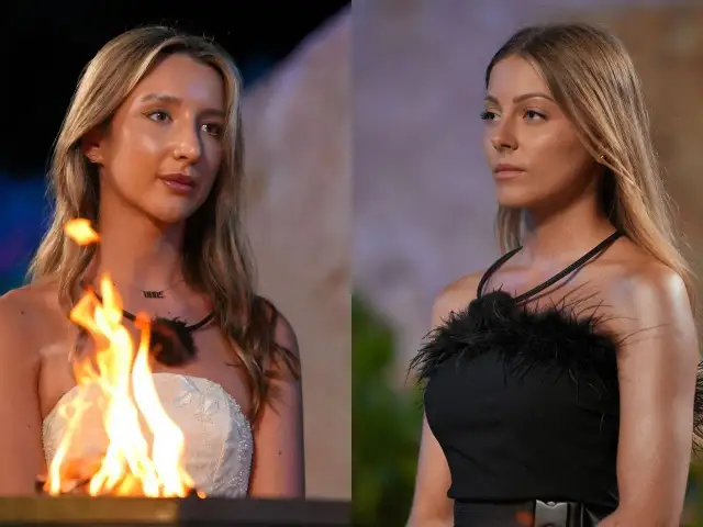 Dwie kobiety, jedna przy ogniu, druga w czarnej kreacji z piórami. Czy to początek gorącej historii w hotelu Paradise 9?